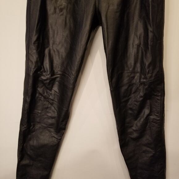 Vintage High Waisted Leather Pants Hi Rise Cow Leather Pockets Zipper Size 10 - Picture 6 of 16